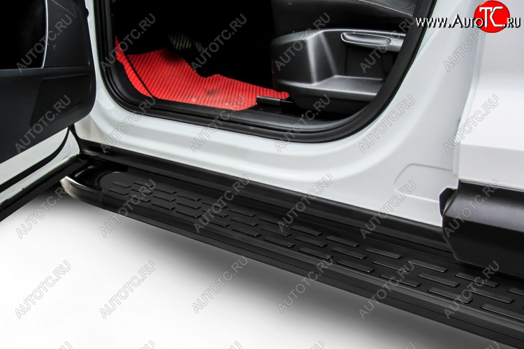 17 399 р. Пороги алюминиевые Slitkoff Hyundai Santa Fe DM рестайлинг (2015-2019) (Premium Black)  с доставкой в г. Воронеж