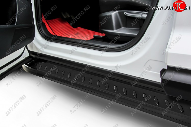 17 399 р. Пороги алюминиевые Slitkoff Hyundai Santa Fe DM рестайлинг (2015-2019) (Prestige Black)  с доставкой в г. Воронеж