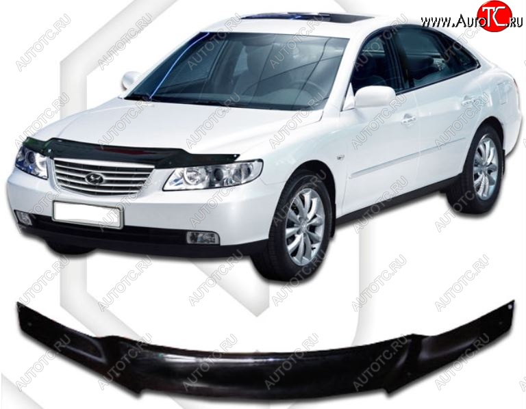 2 159 р. Дефлектор капота CA-Plastic  Hyundai Grandeur  TG (2005-2009) дорестайлинг (Classic черный, Без надписи)  с доставкой в г. Воронеж