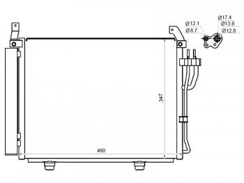 Радиатор кондиционера SAT Hyundai i10 PA дорестайлинг (2007-2011)