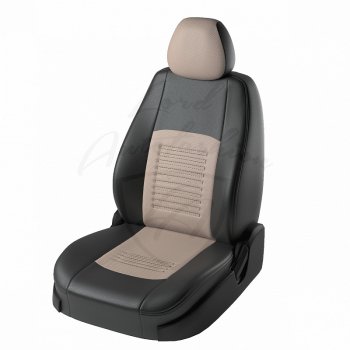 9 449 р. Чехлы для сидений Lord Autofashion Турин (экокожа)  Hyundai I30 ( 2 GD,  3 PD) (2011-2020) дорестайлинг универсал, дорестайлинг, хэтчбэк 5 дв., рестайлинг универсал, рестайлинг, хэтчбэк 5 дв., хэтчбэк (Черный, вставка бежевая)  с доставкой в г. Воронеж. Увеличить фотографию 2