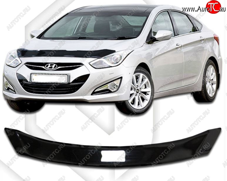 1 999 р. Дефлектор капота CA-Plastic  Hyundai I40  1 VF (2011-2019) дорестайлинг седан, дорестайлинг универсал, рестайлинг седан, рестайлинг универсал (Classic черный, Без надписи)  с доставкой в г. Воронеж