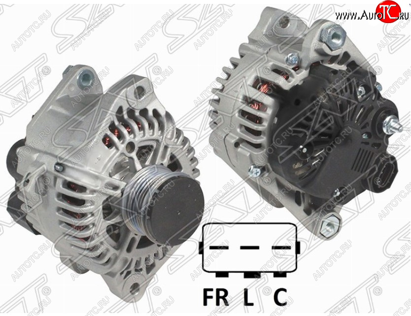 15 299 р. Генератор SAT (2,0/2,4, 12V 110A)  Hyundai IX35 ( LM,  NU) (2009-2025), Hyundai Santa Fe ( CM,  DM,  TM) (2009-2022), Hyundai Solaris  HCR (2017-2020), KIA Optima ( 3 TF,  4 JF,  JF) (2010-2020), KIA Sorento  XM (2009-2015)  с доставкой в г. Воронеж