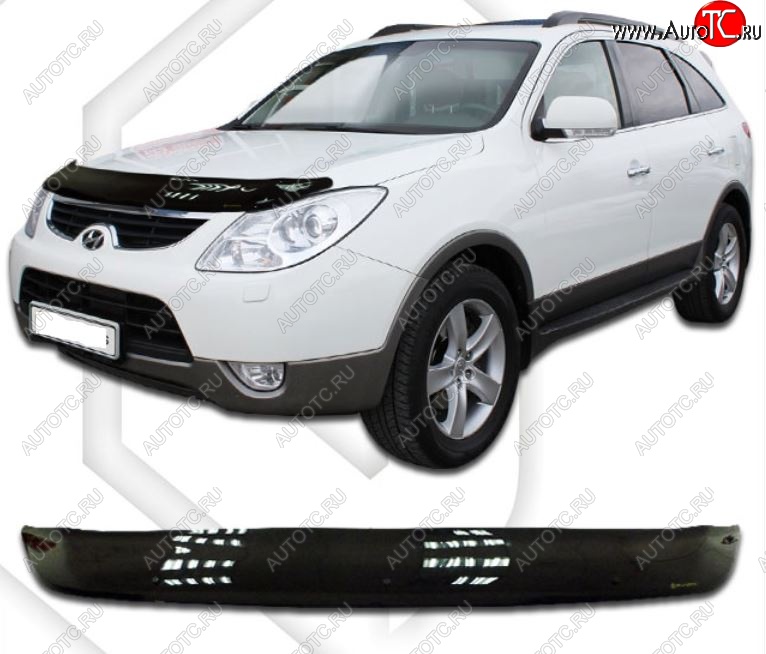 2 199 р. Дефлектор капота CA-Plastic  Hyundai IX55  EN (2006-2013) (серия Classic черный, Без надписи)  с доставкой в г. Воронеж
