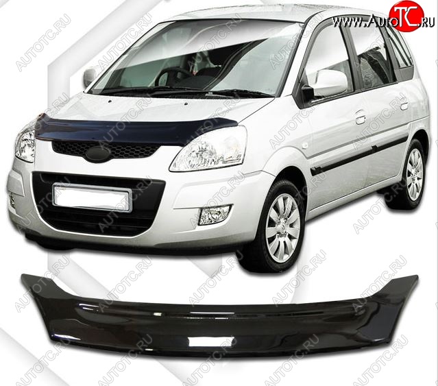 2 159 р. Дефлектор капота CA-Plastic Hyundai Matrix 1 FC 2-ой рестайлинг (2008-2010) (Classic черный, Без надписи)  с доставкой в г. Воронеж