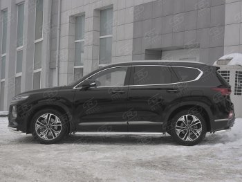 22 999 р. Пороги из трубы d42 с листом SLITKOFF Hyundai Santa Fe TM дорестайлинг (2018-2021) (Лист алюм, проф.сталь)  с доставкой в г. Воронеж. Увеличить фотографию 2