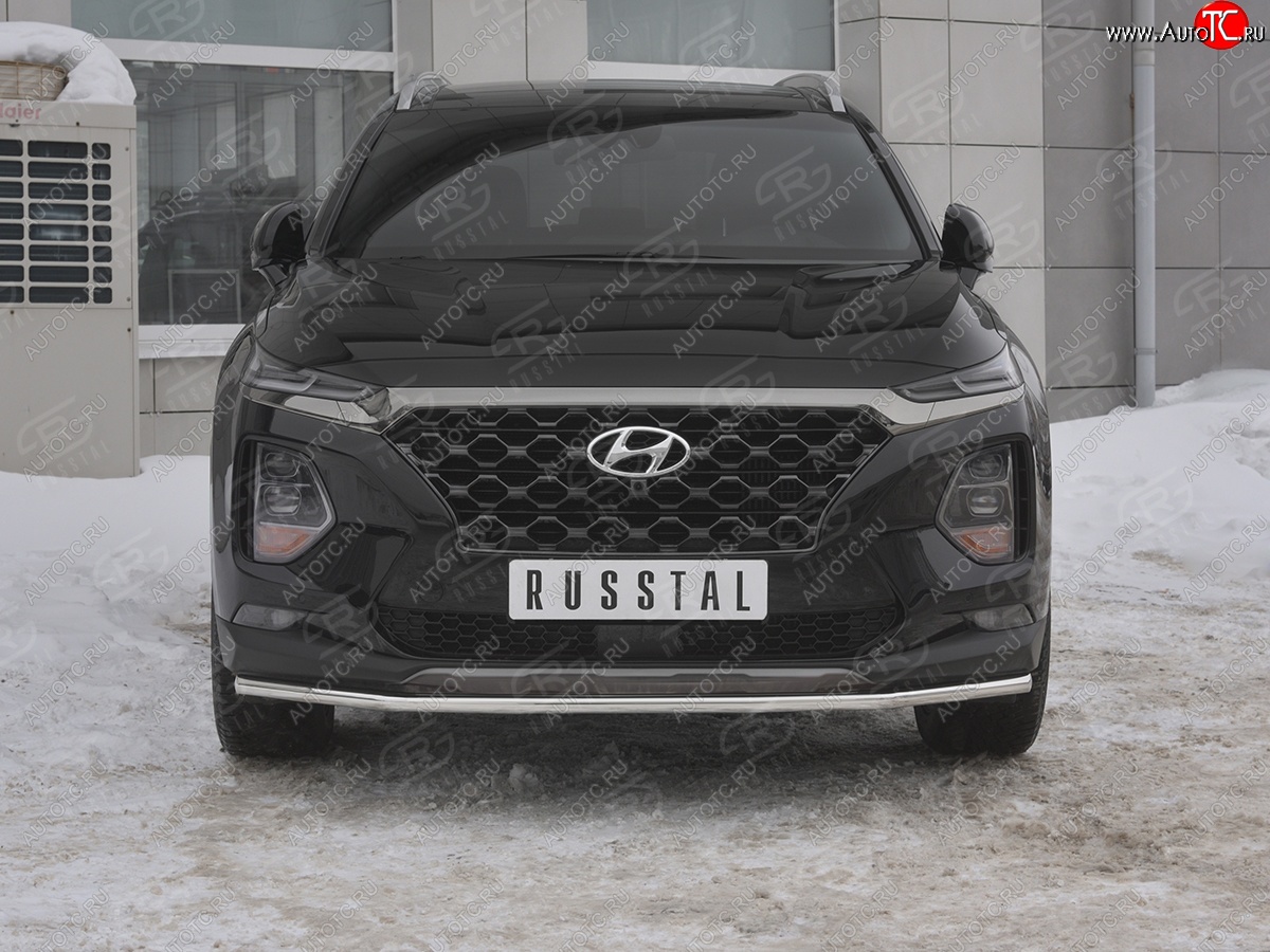 15 499 р. Защита переднего бампера (Ø42 мм, нержавейка) SLITKOFF Hyundai Santa Fe TM дорестайлинг (2018-2021)  с доставкой в г. Воронеж