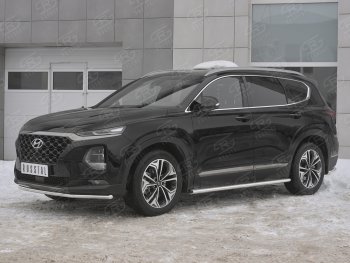 15 499 р. Защита переднего бампера (Ø42 мм, нержавейка) SLITKOFF Hyundai Santa Fe TM дорестайлинг (2018-2021)  с доставкой в г. Воронеж. Увеличить фотографию 2
