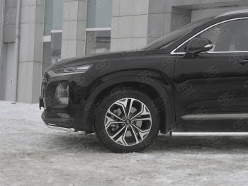 15 499 р. Защита переднего бампера (Ø42 мм, нержавейка) SLITKOFF Hyundai Santa Fe TM дорестайлинг (2018-2021)  с доставкой в г. Воронеж. Увеличить фотографию 3