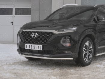 15 499 р. Защита переднего бампера (Ø42 мм, нержавейка) SLITKOFF Hyundai Santa Fe TM дорестайлинг (2018-2021)  с доставкой в г. Воронеж. Увеличить фотографию 4
