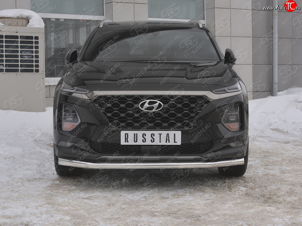 16 699 р. Защита переднего бампера (Ø63 мм, нержавейка) SLITKOFF Hyundai Santa Fe TM дорестайлинг (2018-2021)  с доставкой в г. Воронеж