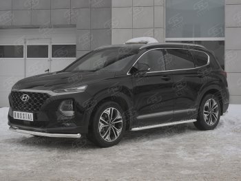 16 699 р. Защита переднего бампера (Ø63 мм, нержавейка) SLITKOFF Hyundai Santa Fe TM дорестайлинг (2018-2021)  с доставкой в г. Воронеж. Увеличить фотографию 2