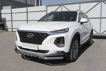 Защита переднего бампера Slitkoff (с декоративными элементами, d57/42) Hyundai Santa Fe TM дорестайлинг (2018-2021) ()