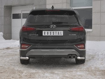 14 499 р. Защита заднего бампера (Ø63 мм уголки, нержавейка) SLITKOFF  Hyundai Santa Fe  TM (2018-2021) дорестайлинг  с доставкой в г. Воронеж. Увеличить фотографию 1