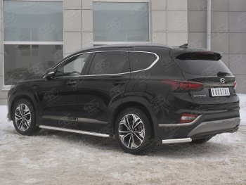 14 499 р. Защита заднего бампера (Ø63 мм уголки, нержавейка) SLITKOFF Hyundai Santa Fe TM дорестайлинг (2018-2021)  с доставкой в г. Воронеж. Увеличить фотографию 2