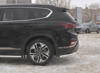 14 499 р. Защита заднего бампера (Ø63 мм уголки, нержавейка) SLITKOFF Hyundai Santa Fe TM дорестайлинг (2018-2021)  с доставкой в г. Воронеж. Увеличить фотографию 3