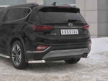 14 499 р. Защита заднего бампера (Ø63 мм уголки, нержавейка) SLITKOFF  Hyundai Santa Fe  TM (2018-2021) дорестайлинг  с доставкой в г. Воронеж. Увеличить фотографию 4