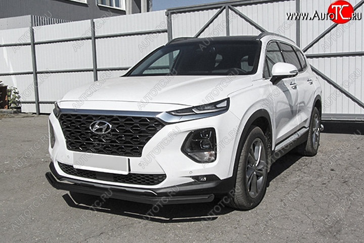 11 099 р. Защита переднего бампера Slitkoff (d57 мм)  Hyundai Santa Fe  TM (2018-2021) дорестайлинг (Сталь с полимерным покрытием. Цвет: чёрный)  с доставкой в г. Воронеж