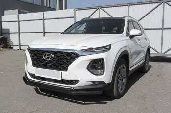 9 399 р. Защита переднего бампера Slitkoff (двойная, d57/42 мм)  Hyundai Santa Fe  TM (2018-2021) дорестайлинг (Сталь с полимерным покрытием. Цвет: чёрный)  с доставкой в г. Воронеж. Увеличить фотографию 1