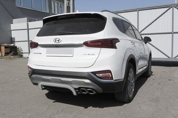 7 999 р. Защита заднего бампера Slitkoff (скоба, d57 мм)  Hyundai Santa Fe  TM (2018-2021) дорестайлинг (Сталь с полимерным покрытием. Цвет: серебристый)  с доставкой в г. Воронеж. Увеличить фотографию 1