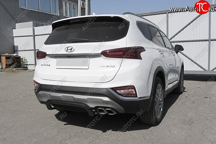 10 299 р. Защита заднего бампера Slitkoff (скоба, d57 мм)  Hyundai Santa Fe  TM (2018-2021) дорестайлинг (Сталь с полимерным покрытием. Цвет: чёрный)  с доставкой в г. Воронеж