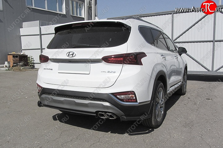 8 599 р. Защита заднего бампера Slitkoff (уголки, d57 мм)  Hyundai Santa Fe  TM (2018-2021) дорестайлинг (Сталь с полимерным покрытием. Цвет: чёрный)  с доставкой в г. Воронеж