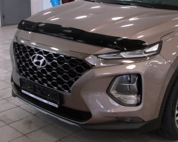 3 269 р. Дефлектор капота SIM  Hyundai Santa Fe  TM (2018-2022) дорестайлинг, рестайлинг  с доставкой в г. Воронеж. Увеличить фотографию 1