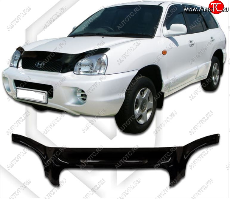 2 599 р. Дефлектор капота CA-Plastiс exclusive  Hyundai Santa Fe  SM (2000-2012) (Classic черный, Без надписи)  с доставкой в г. Воронеж