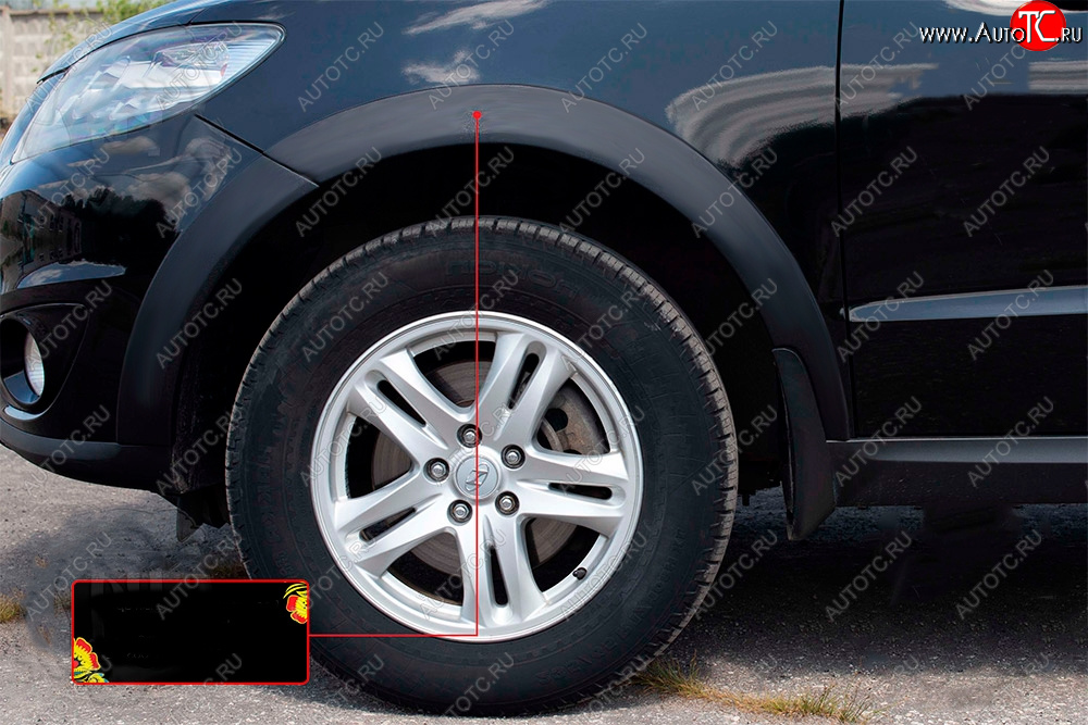 2 529 р. Расширитель арки RA (15 мм, передний левый)  Hyundai Santa Fe  CM (2006-2009) дорестайлинг (Поверхность глянец под покраску, Неокрашенный)  с доставкой в г. Воронеж