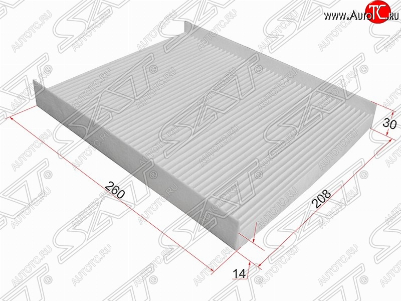 221 р. Фильтр салонный SAT (260х208х30 mm)  Hyundai Santa Fe ( CM,  DM) (2006-2019) дорестайлинг, рестайлинг, дорестайлинг, рестайлинг  с доставкой в г. Воронеж