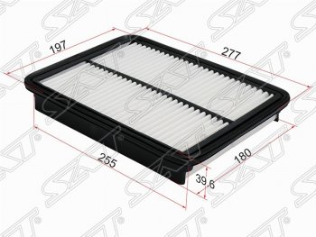 258 р. Фильтр воздушный двигателя (diesel 2.0, 2.2) SAT (277х197х39.6 mm)  Hyundai Santa Fe  CM (2009-2012), KIA Sorento  XM (2009-2015)  с доставкой в г. Воронеж. Увеличить фотографию 1