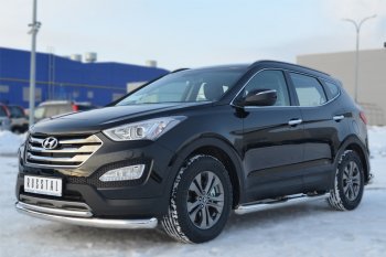 22 549 р. Защита порогов с проступями SLITKOFF (труба D76 мм.)  Hyundai Santa Fe  DM (2012-2016) дорестайлинг (Защита порогов с заглушками на торцах (вариант 2))  с доставкой в г. Воронеж. Увеличить фотографию 4