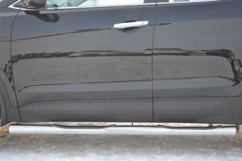 12 249 р. Защита порогов с проступями SLITKOFF (труба D76 мм) Hyundai Santa Fe DM дорестайлинг (2012-2016) (Защита порогов с закругленными торцами (вариант 3))  с доставкой в г. Воронеж. Увеличить фотографию 3
