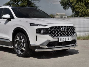 Защита переднего бампера (Ø63 мм, нержавейка) SLITKOFF Hyundai Santa Fe TM рестайлинг (2020-2022)