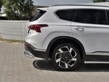 18 299 р. Защита заднего бампера (Ø63 мм секции, нержавейка) SLITKOFF  Hyundai Santa Fe  TM (2020-2022) рестайлинг  с доставкой в г. Воронеж. Увеличить фотографию 3