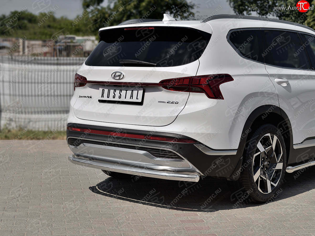 18 299 р. Защита заднего бампера (Ø63 мм секции, нержавейка) SLITKOFF  Hyundai Santa Fe  TM (2020-2022) рестайлинг  с доставкой в г. Воронеж