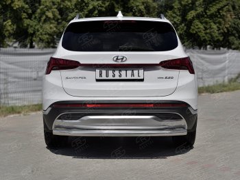 18 299 р. Защита заднего бампера (Ø63 мм секции, нержавейка) SLITKOFF  Hyundai Santa Fe  TM (2020-2022) рестайлинг  с доставкой в г. Воронеж. Увеличить фотографию 2