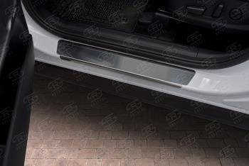 1 759 р. Накладки порожков салона Russtal Hyundai Santa Fe TM рестайлинг (2020-2022) (нержавейка зеркальная)  с доставкой в г. Воронеж. Увеличить фотографию 3