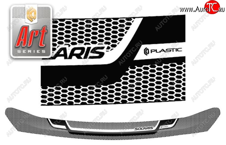 2 159 р. Дефлектор капота CA-Plastiс  Hyundai Solaris  HCR (2017-2020) седан дорестайлинг (Серия Art белая)  с доставкой в г. Воронеж