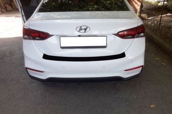 679 р. Защитная накладка заднего бампера Тюн-Авто Hyundai Solaris HCR седан дорестайлинг (2017-2020)  с доставкой в г. Воронеж. Увеличить фотографию 1