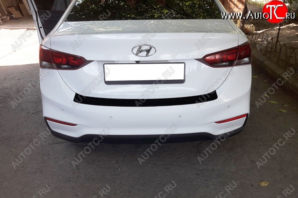 679 р. Защитная накладка заднего бампера Тюн-Авто Hyundai Solaris HCR седан дорестайлинг (2017-2020)  с доставкой в г. Воронеж