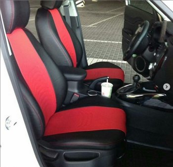 10 899 р. Чехлы для сидений Lord Autofashion Денвер (экокожа)  Hyundai Solaris  HCR (2017-2020) седан дорестайлинг (Чёрный, вставка красная)  с доставкой в г. Воронеж. Увеличить фотографию 3