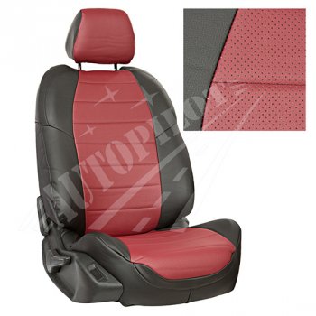 13 849 р. Чехлы на сиденья Экокожа (раздел. 40/60 экокожа) Автопилот  Hyundai Solaris  HCR (2017-2022), KIA Rio ( 4 FB,  X-line,  4 YB,  X) (2016-2025) (черный/бордовый)  с доставкой в г. Воронеж. Увеличить фотографию 2