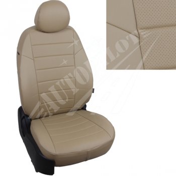 13 849 р. Чехлы на сиденья Экокожа (раздел. 40/60 экокожа) Автопилот  Hyundai Solaris  HCR (2017-2022), KIA Rio ( 4 FB,  X-line,  4 YB,  X) (2016-2025) (темно-бежевый )  с доставкой в г. Воронеж. Увеличить фотографию 2