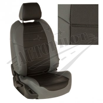 13 849 р. Чехлы на сиденья Экокожа (раздел. 40/60 экокожа) Автопилот  Hyundai Solaris  HCR (2017-2022), KIA Rio ( 4 FB,  X-line,  4 YB,  X) (2016-2025) (серый/черный)  с доставкой в г. Воронеж. Увеличить фотографию 2
