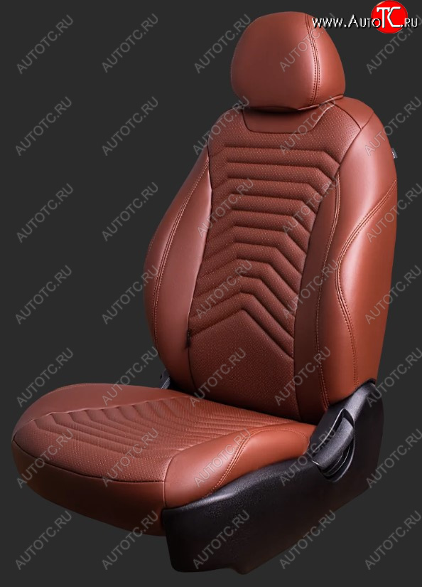 21 349 р. Чехлы для сидений Lord Autofashion Байрон ПРЕЗИДЕНТ (экокожа, спинка 60/40, 3 Г0образных подголовника)  Hyundai Solaris  HCR (2017-2022) седан дорестайлинг, седан рестайлинг (Коричневый, вставка коричневая, строчка коричневая)  с доставкой в г. Воронеж