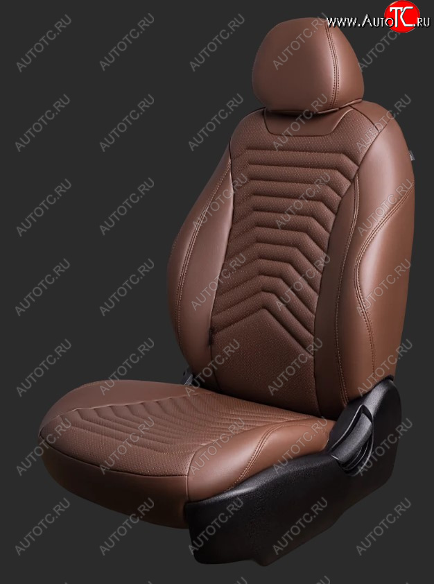 24 649 р. Чехлы для сидений Lord Autofashion Байрон ПРЕЗИДЕНТ (экокожа, спинка 60/40, 3 Г0образных подголовника)  Hyundai Solaris  HCR (2017-2022) седан дорестайлинг, седан рестайлинг (Темно-коричневый, вставка темно-коричневая, строчка )  с доставкой в г. Воронеж
