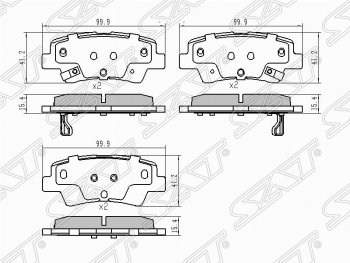 679 р. Колодки тормозные задние SAT Hyundai Solaris HCR седан дорестайлинг (2017-2020)  с доставкой в г. Воронеж. Увеличить фотографию 1