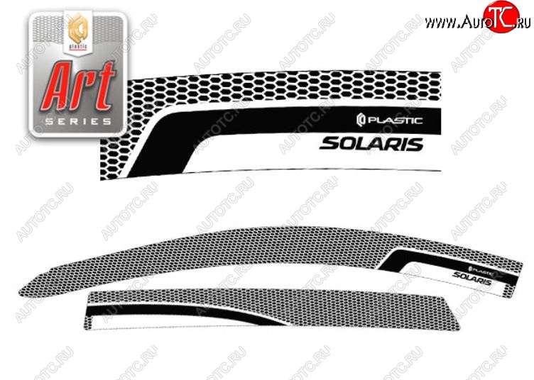 2 199 р. Дефлектора окон CA-Plastic  Hyundai Solaris  RBr (2010-2014) хэтчбэк дорестайлинг (Серия Art серебро, Без хром.молдинга)  с доставкой в г. Воронеж