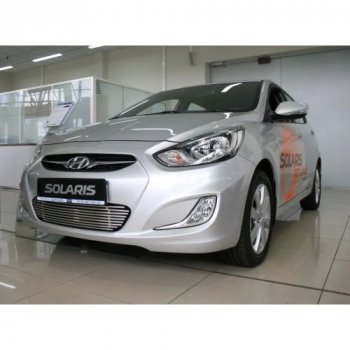 Декоративный элемент воздухозаборника Souz96 (d10) Hyundai Solaris RBr хэтчбэк дорестайлинг (2010-2014) (Черные)